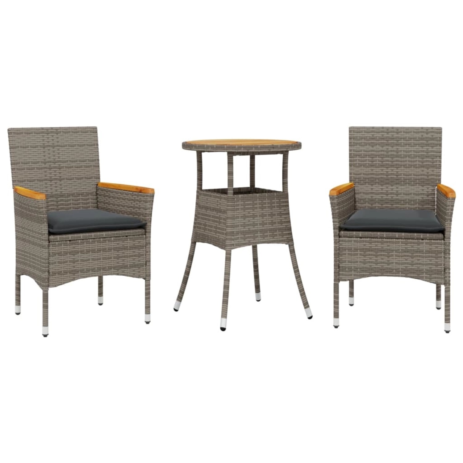 vidaXL 3-Tlg Garten-Essgruppe mit Kissen Grau Poly Rattan Akazie 3278719 günstig online kaufen