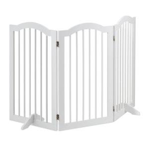 Relaxdays Absperrgitter MDF Bambus Weiß 92 cm x 154 cm x 30 cm 7,4 kg