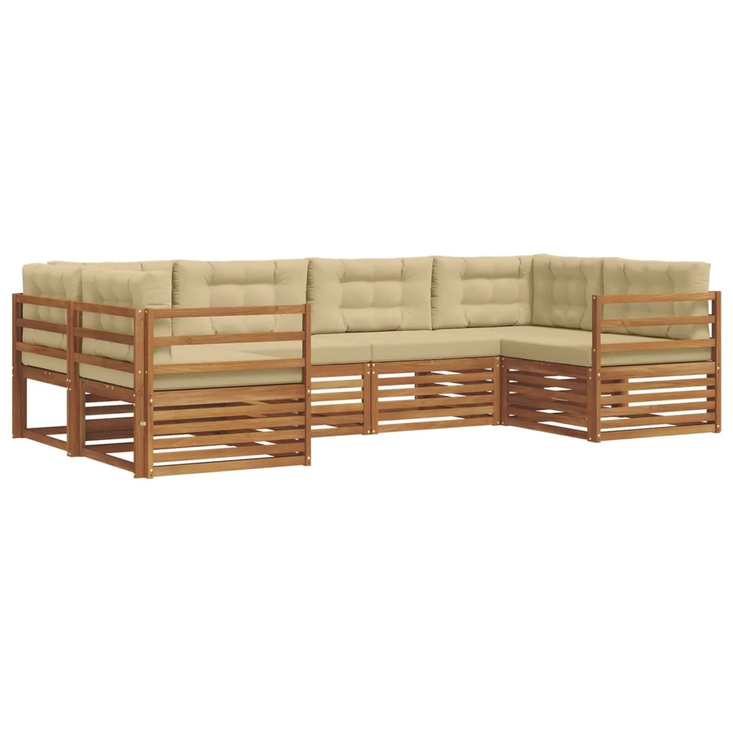 vidaXL Sofagarnituren 6 Tlg Natur und Beige Massivholz Akazie 3374003