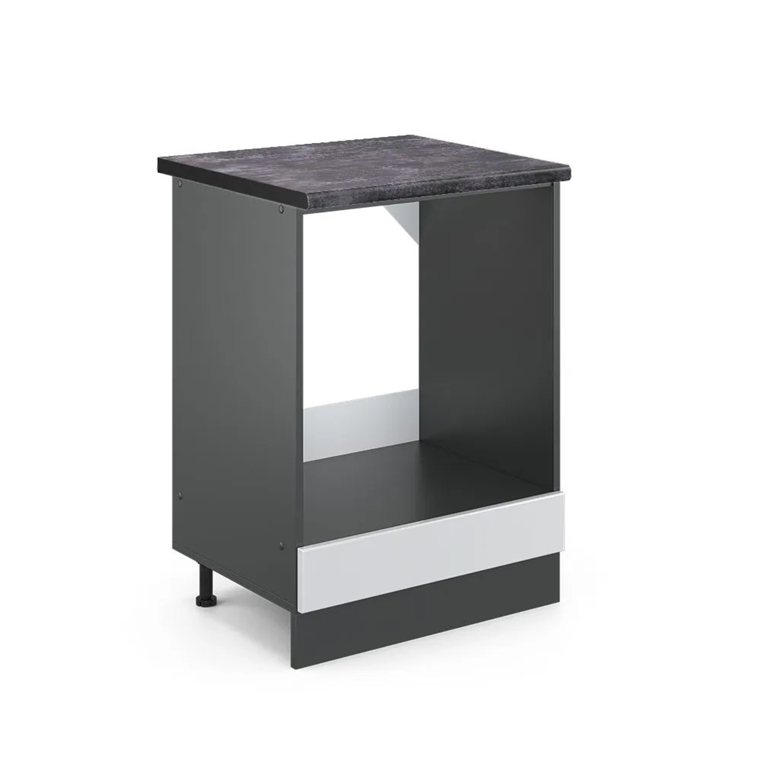 Vicco Herdumbauschrank R-Line Weiß Landhaus Anthrazit 60 cm AP Anthrazit