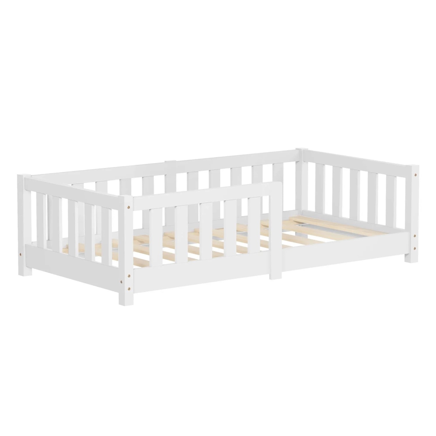 ML-Design Kinderbett 70x140 cm Weiß aus Kiefernholz mit Lattenrost