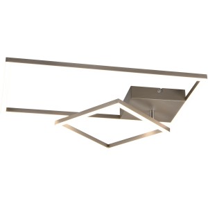 Moderne LED-Deckenleuchte Padella in Nickel matt mit Dimmer für Wohn- und Schlafzimmer.