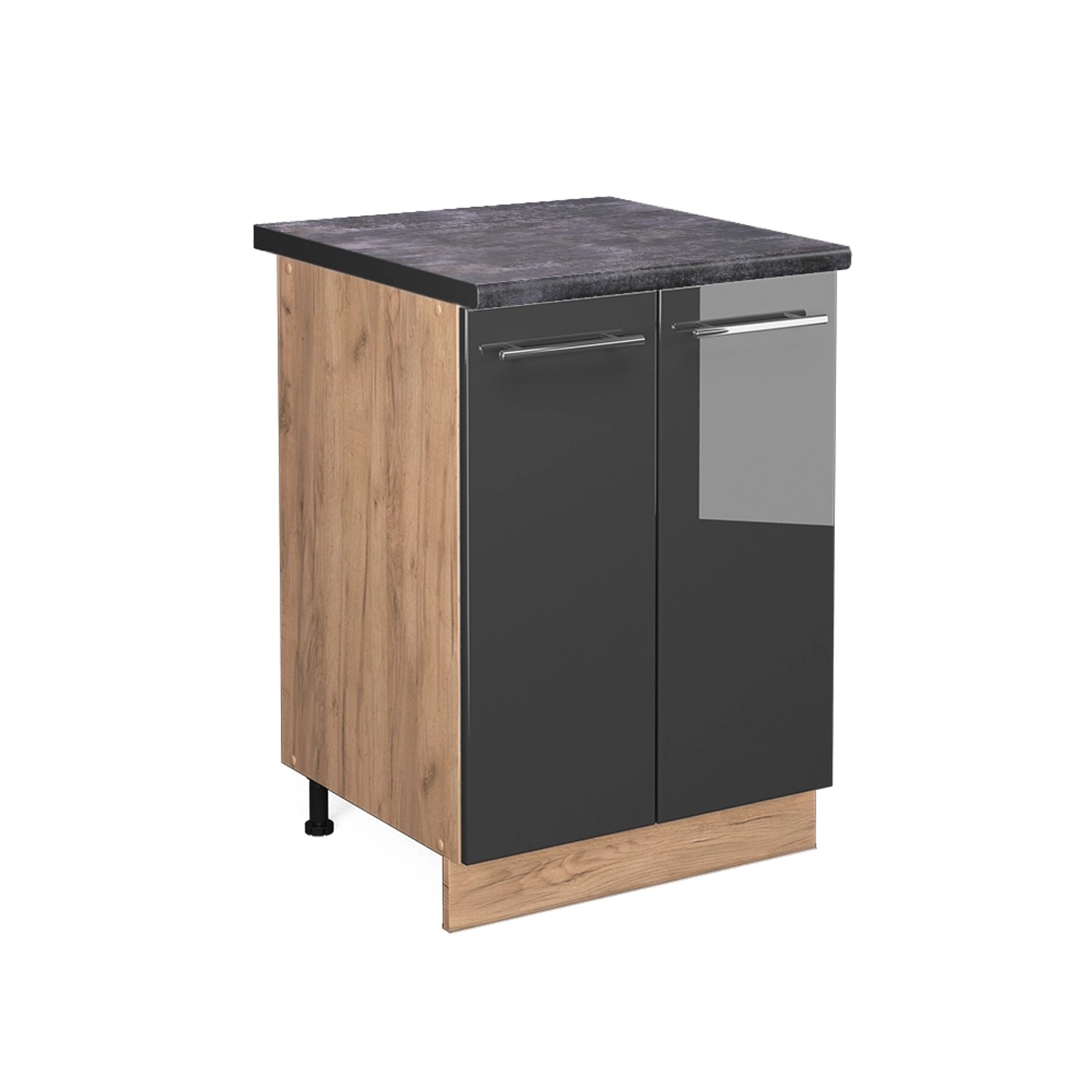 Vicco Küchenunterschrank Fame-Line Anthrazit Hochglanz/Goldkraft Eiche 60 c günstig online kaufen