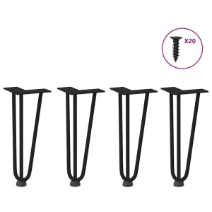 4er Set schwarze vidaXL Haarnadelbeine aus Stahl, 30 cm hoch, für Couchtische. Inkl. Schrauben.