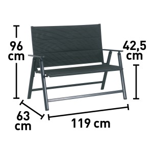 Gartenbank Pacora 2-Sitzer, Aluminium/Textil, 96x119x63cm, ideal für Garten & Balkon.