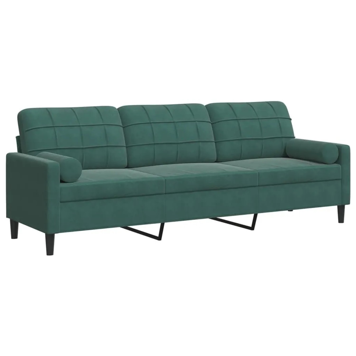 vidaXL Sofa 3-Sitzer mit Zierkissen Dunkelgrün 210 cm Samt 3278241