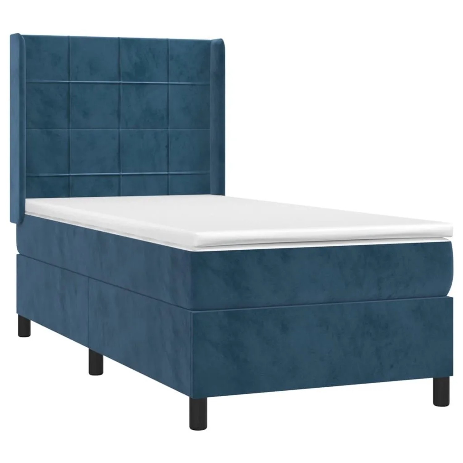 vidaXL Boxspringbett mit Matratze & LED Dunkelblau 90x200 cm Samt 3139545