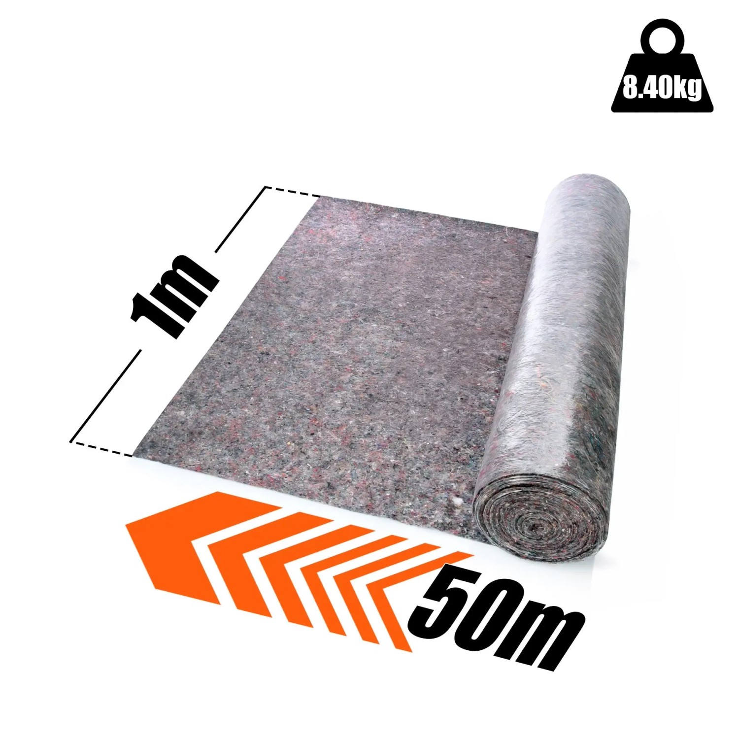Graues BigDean Malervlies, 1m breit, 50m Rolle, 8.40kg. Robustes Abdeckvlies mit Durchsickerungsschutz für Maler.