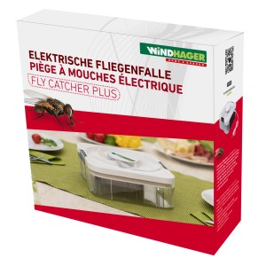 Verpackung der Windhager Fly Catcher Plus Fliegenfalle, elektrisch betrieben.