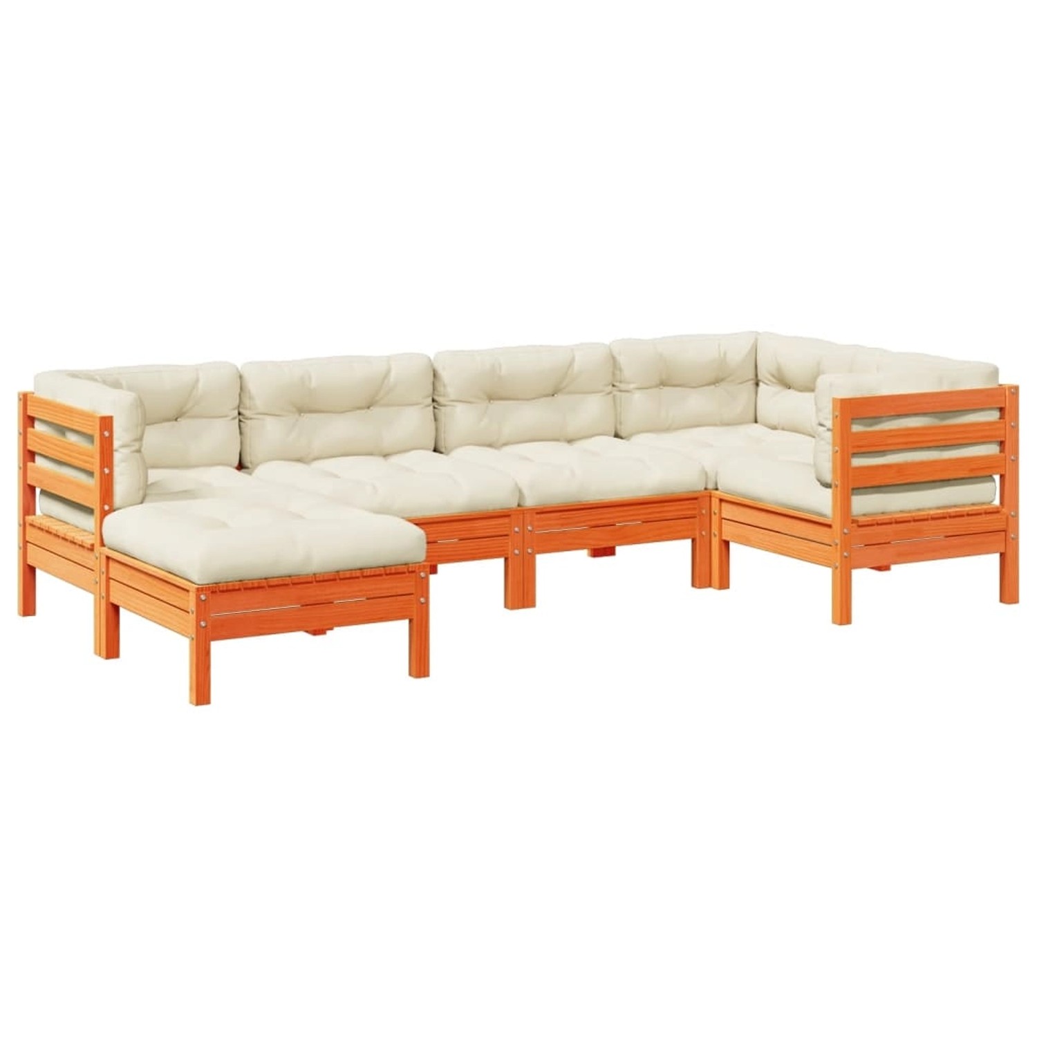 vidaXL 6-Tlg Garten-Sofagarnitur mit Kissen Wachsbraun Kiefernholz 3299527 günstig online kaufen
