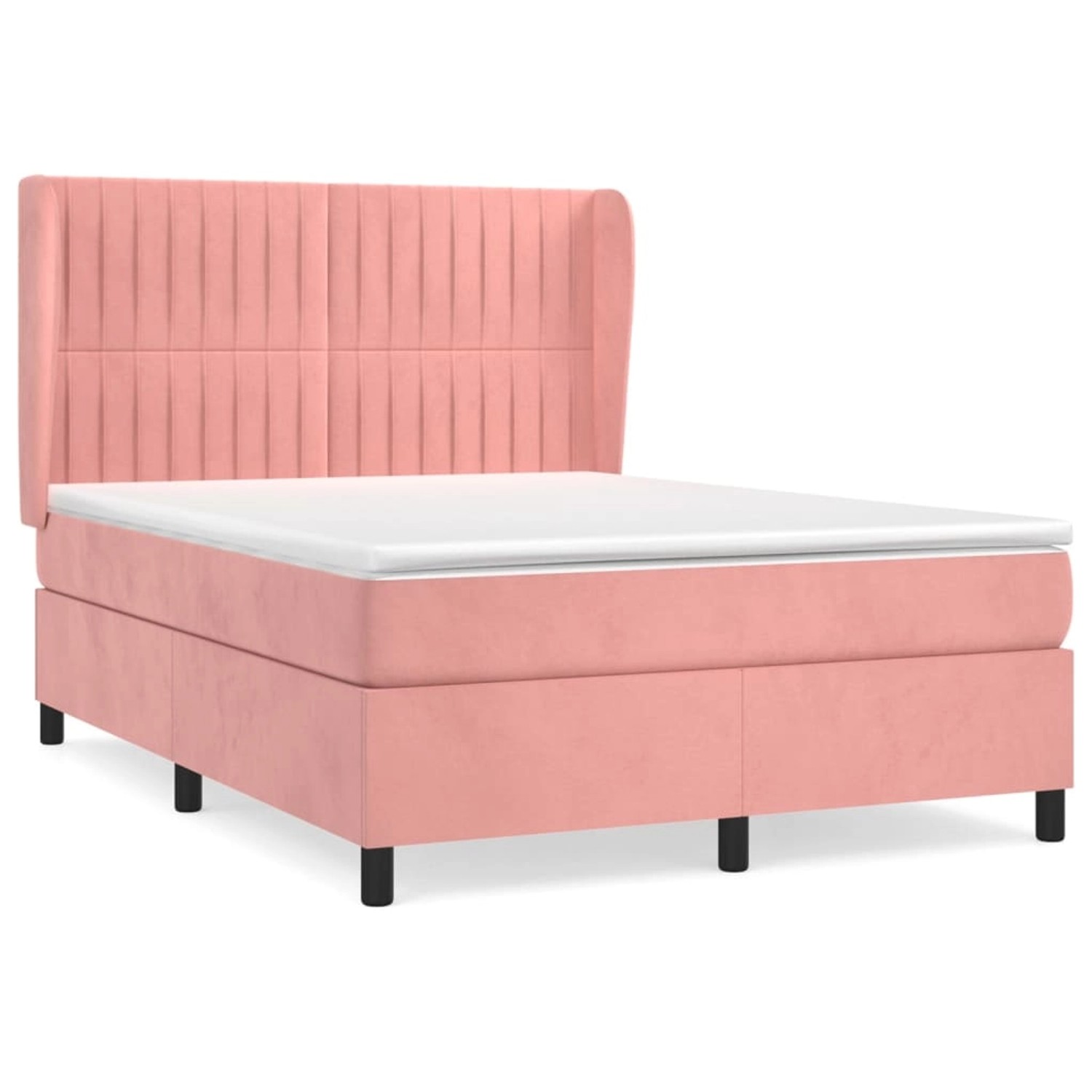 vidaXL Boxspringbett mit Matratze Rosa 140x200 cm Samt1469737 günstig online kaufen