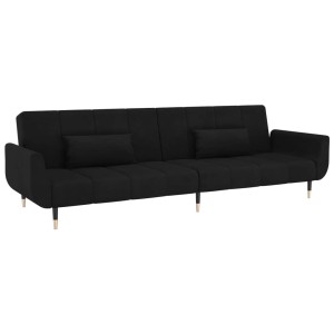 Schwarzes vidaXL Schlafsofa mit 2 Kissen, Samt, 2-Sitzer. Ideal als Bettsofa.