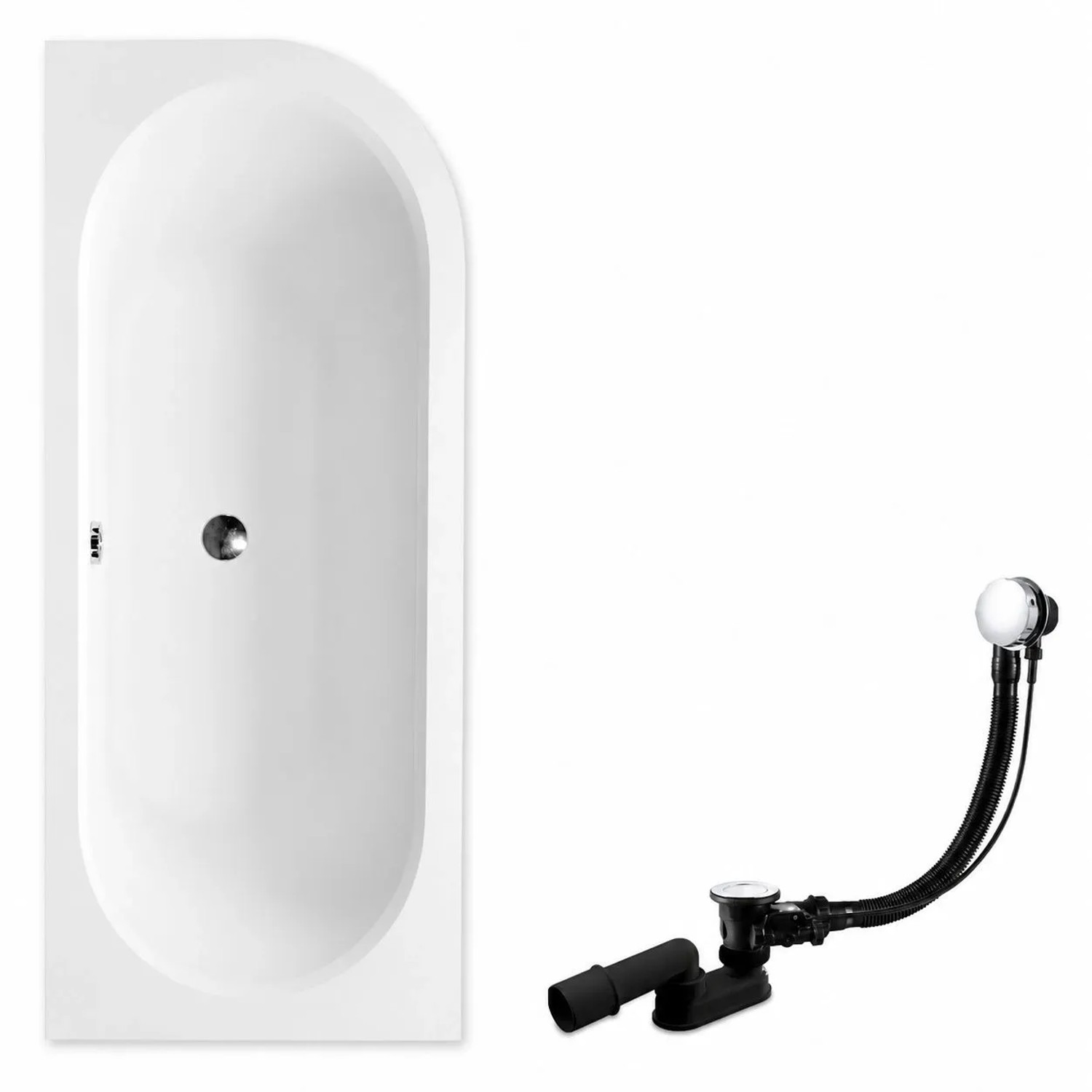 KOLMAN Badewanne Eckwanne 150 x 75 Cm Links Mit Bambus Badewannenablage Inkl. Ablauf Und Füße
