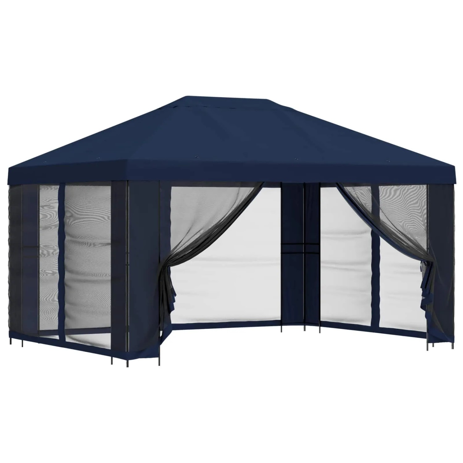 vidaXL Garten Pavillon mit Seitenwänden 4 x 3 m Blau 900391