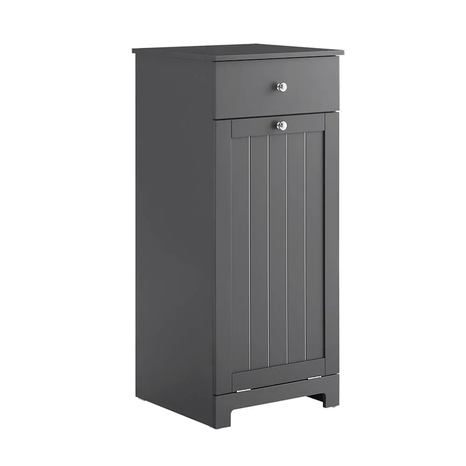 SoBuy Wäscheschrank mit Schublade Badezimmerschrank mit Wäschekorb 40x90x38cm Grau BZR21-II-DG