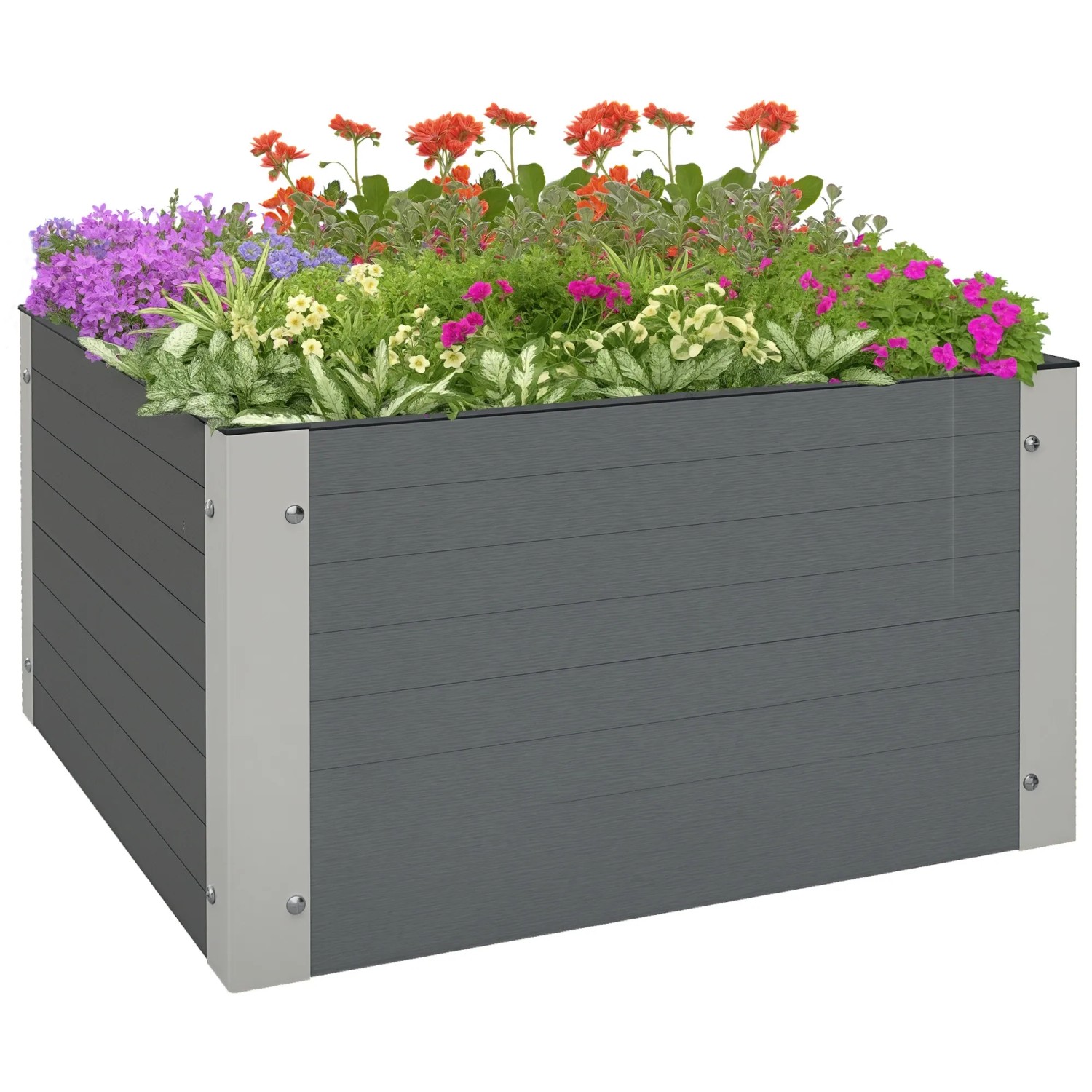 Outsunny Garten-Bett Holz-Kunststoff-Verbundplatte Grau 60L x 60B x 30H cm