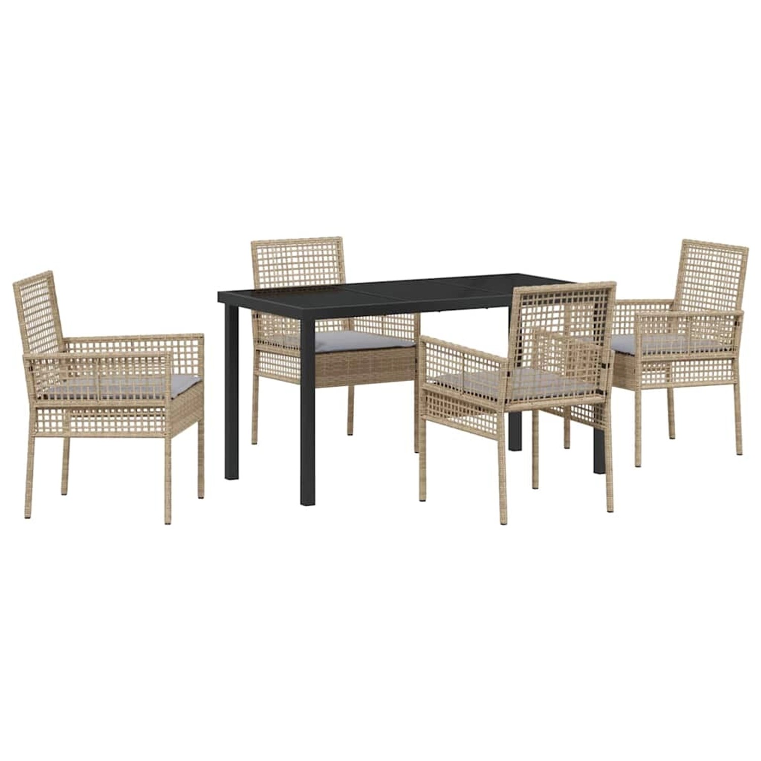 vidaXL 5-Teiliges Garten Essgruppe mit Kissen Beige Poly Rattan 3379886 günstig online kaufen