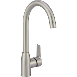 Küchenarmatur Lattari Einhebel in Edelstahl-Optik, schwenkbar.