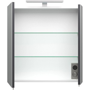 Posseik Spiegelschrank Homeline, anthrazit, 60 cm breit, mit Softclose und zwei Glasböden.