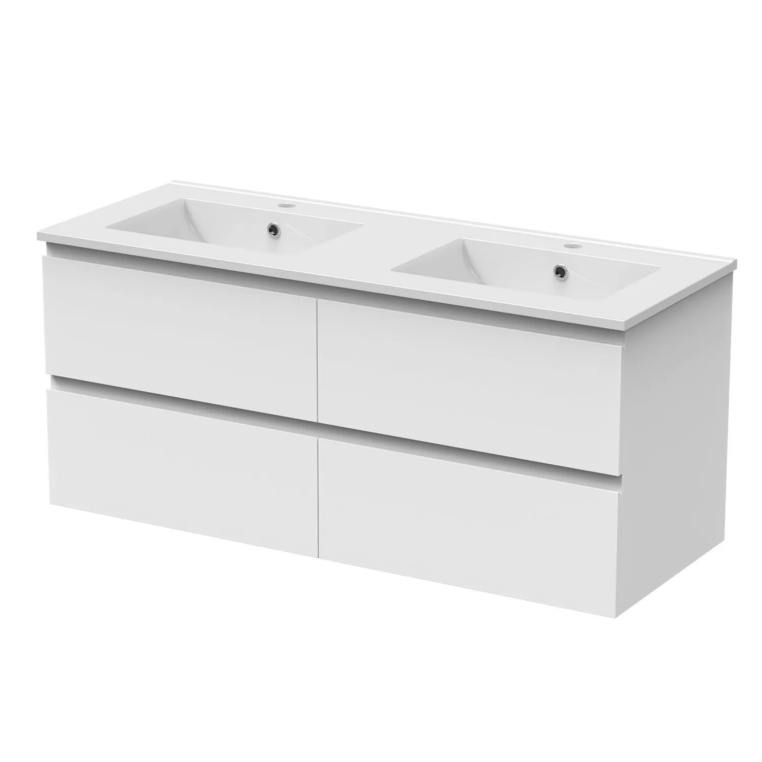 AICA Badmöbel Aalst 120 cm Keramik Waschtisch mit Unterschrank Matt Weiß Grifflos Softclose Schubladen 2 tlg.