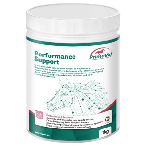 PrimeVal Performance Support, 1kg Ergänzungsfutter für Sportpferde zur Unterstützung der Muskelfunktion.