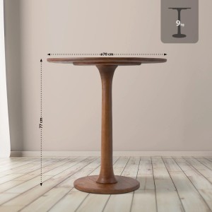 Runder brauner Holz Beistelltisch Morristown mit Säulenfuß, 70 cm Durchmesser, 77 cm hoch.