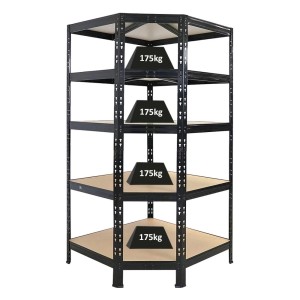 PROREGAL Eckregal Tiger Schwarz HxBxT 180x90x60 cm Fachlast 175kg