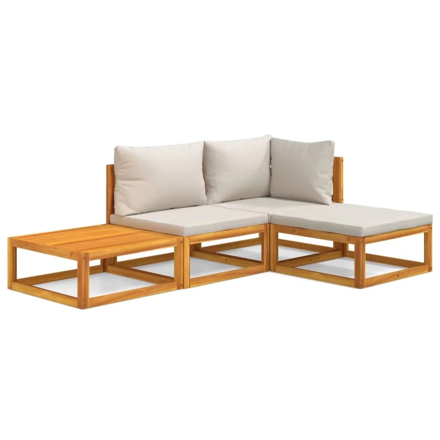 vidaXL 4-tlg Garten-Lounge-Set mit Hellgrauen Kissen Massivholz Modell 1