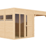 Bertilo Elementgartenhaus Cubus 2 Office Lounge aus Holz mit Überdachung.