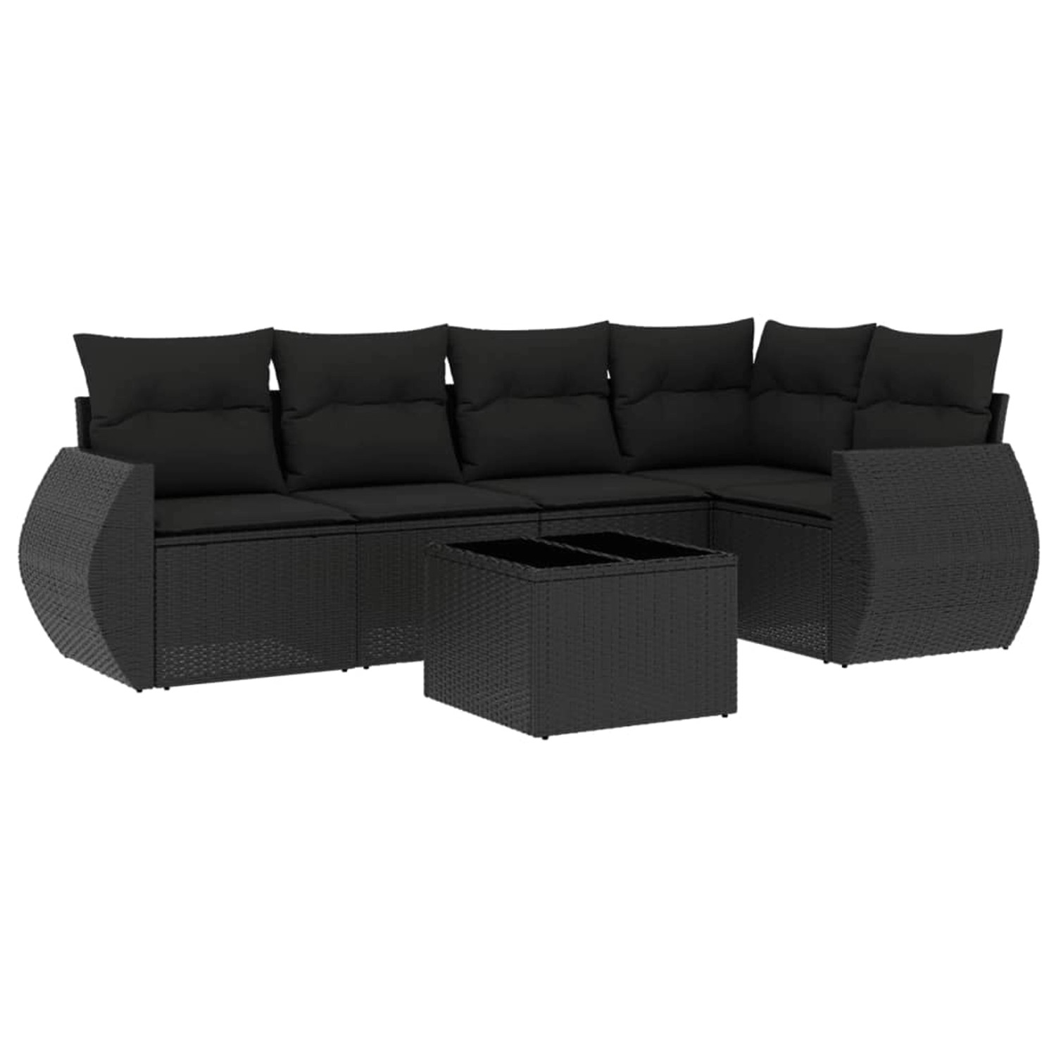 vidaXL 6-Tlg Garten-Sofagarnitur mit Kissen Schwarz Poly Rattan 3253672 günstig online kaufen