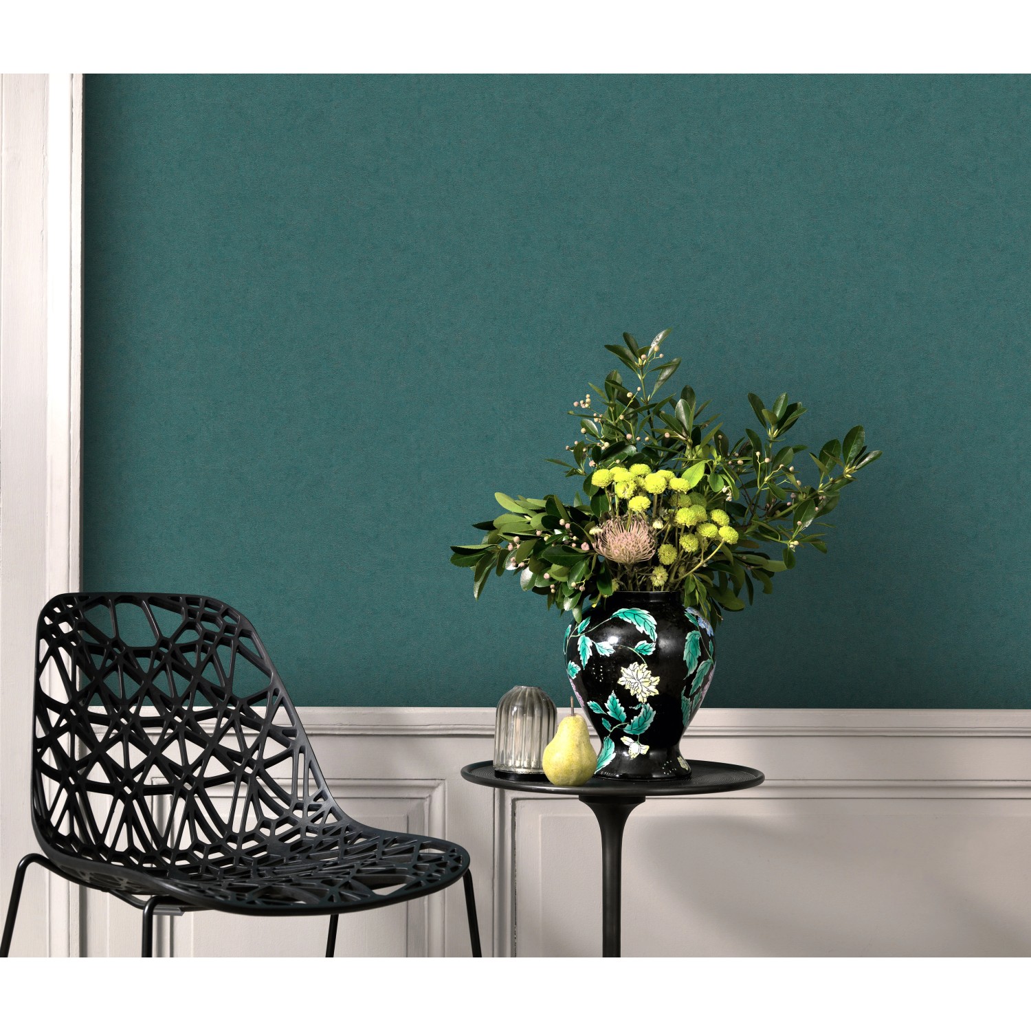 Grüne Guido Maria Kretschmer Vliestapete Spectrum mit Glanz, Tupfstruktur im Raum.