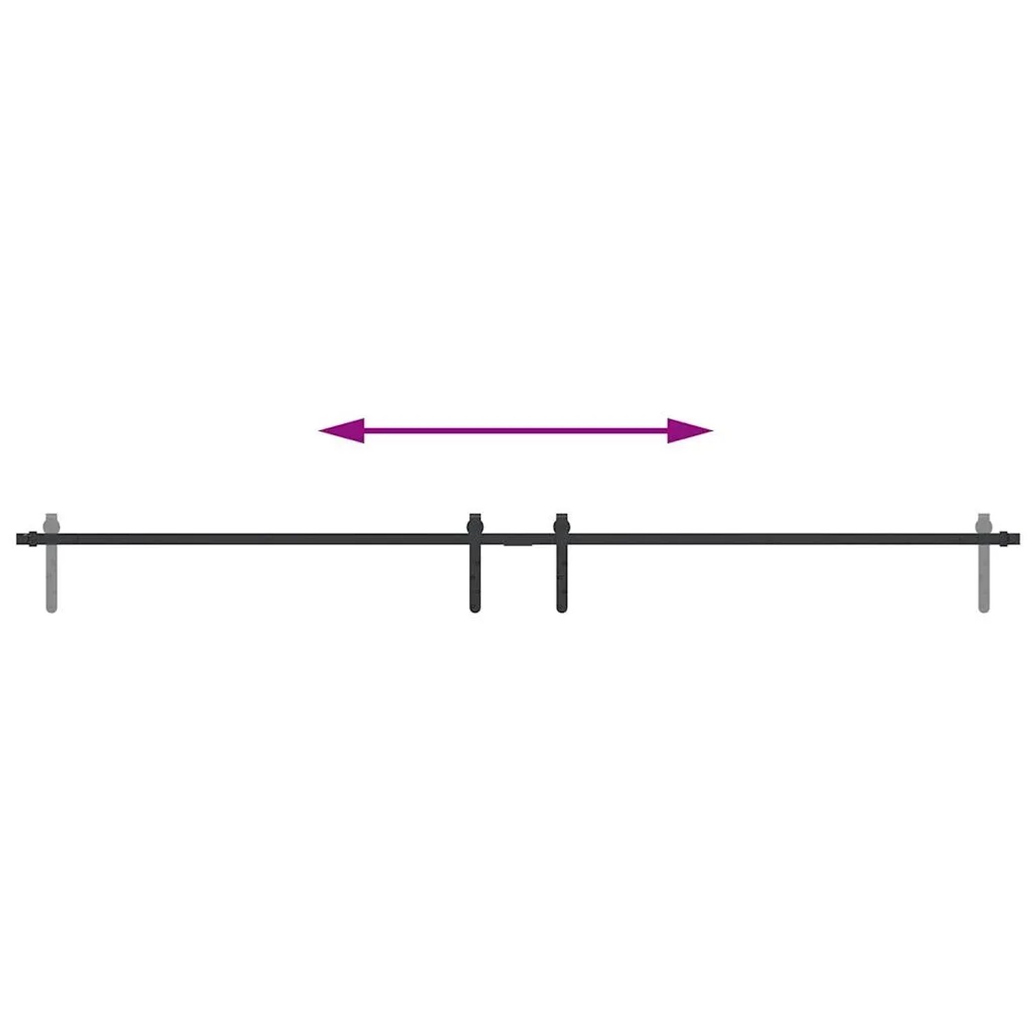vidaXL Schiebetürbeschlag Set 213cm, Karbonstahl, für Schranktüren.
