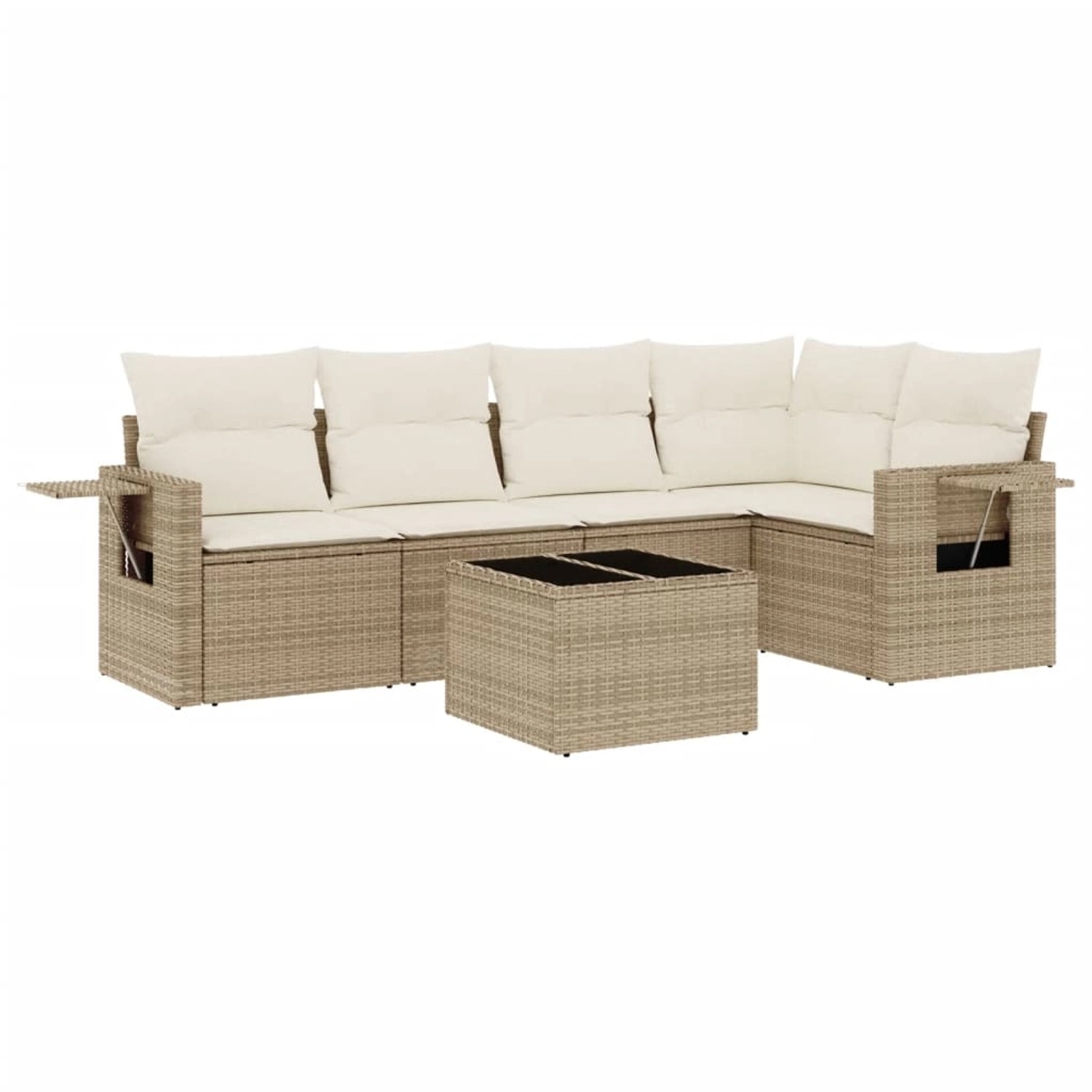 vidaXL 6-Tlg Garten-Sofagarnitur mit Kissen Beige Poly Rattan 3220137 günstig online kaufen