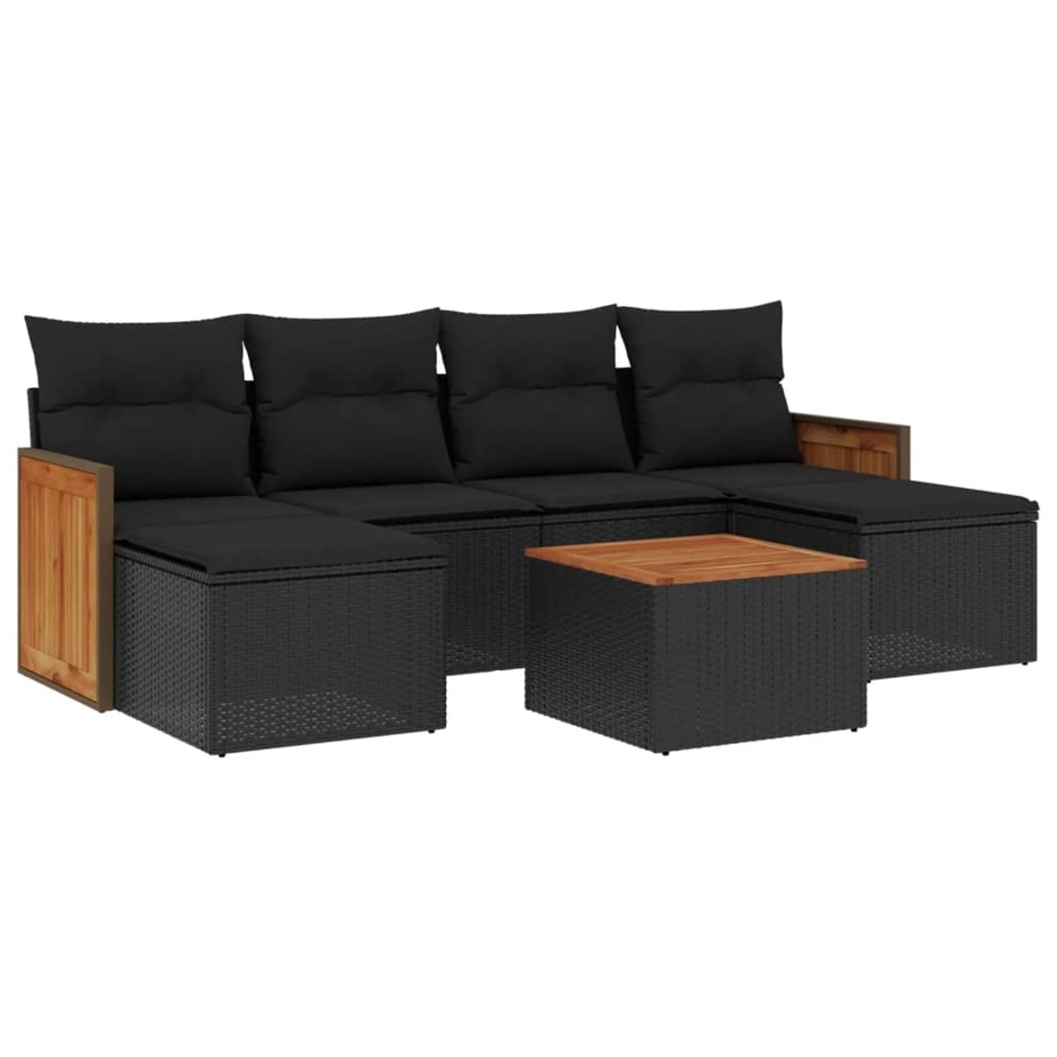 vidaXL 7-tlg Garten-Sofagarnitur mit Kissen Schwarz Poly Rattan Modell 146 günstig online kaufen