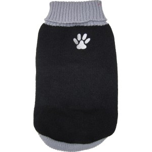Schwarzer Heim Hundepullover Arktis, Größe 40, mit grauen Bündchen und Pfoten-Applikation.
