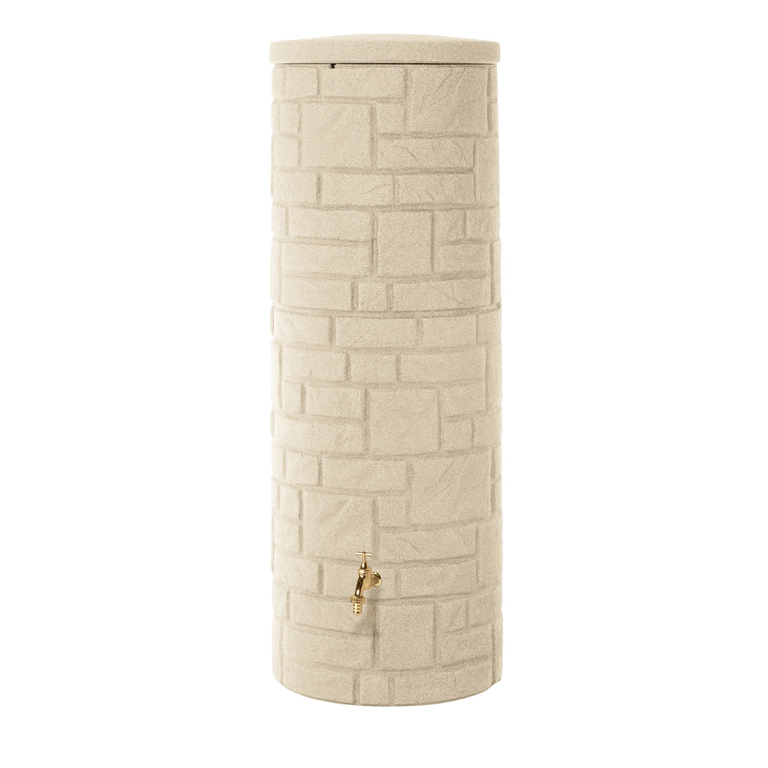 Arves Regenwassertank Arcado, 360 l, Sandstein-Optik mit Messing-Wasserhahn.