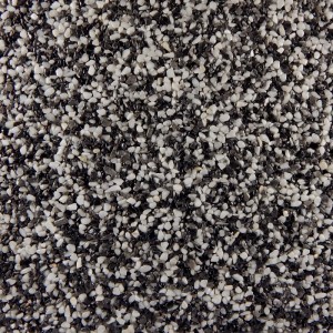 Terralith Marmor Steinteppich Elegante, schwarz-weißer Kiesbodenbelag für Innen, 2-4 mm Körnung.