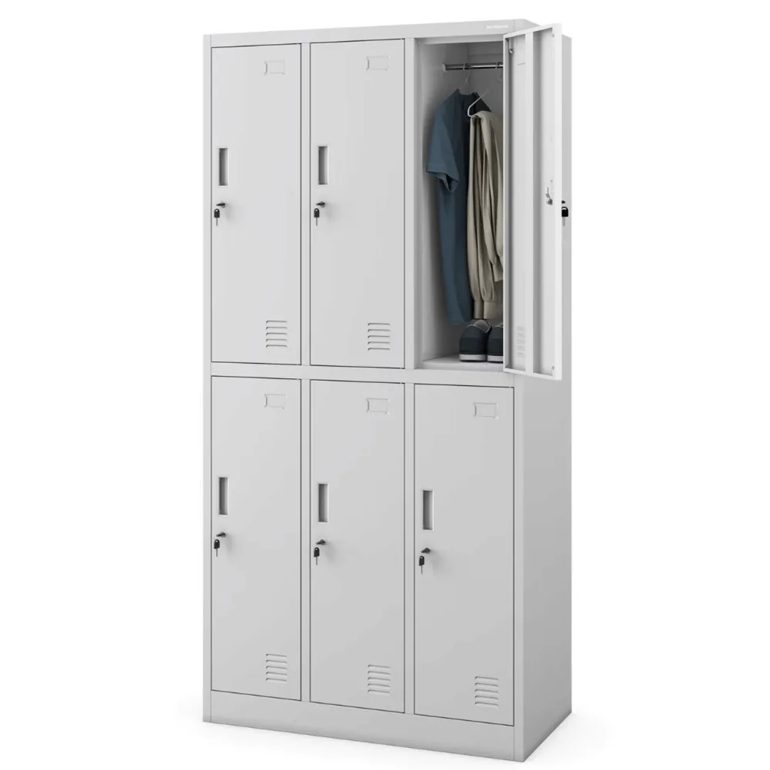 JAN NOWAK Umkleideschrank Spind IGOR 6 Abteile 185 x 90 x 45 cm Grau