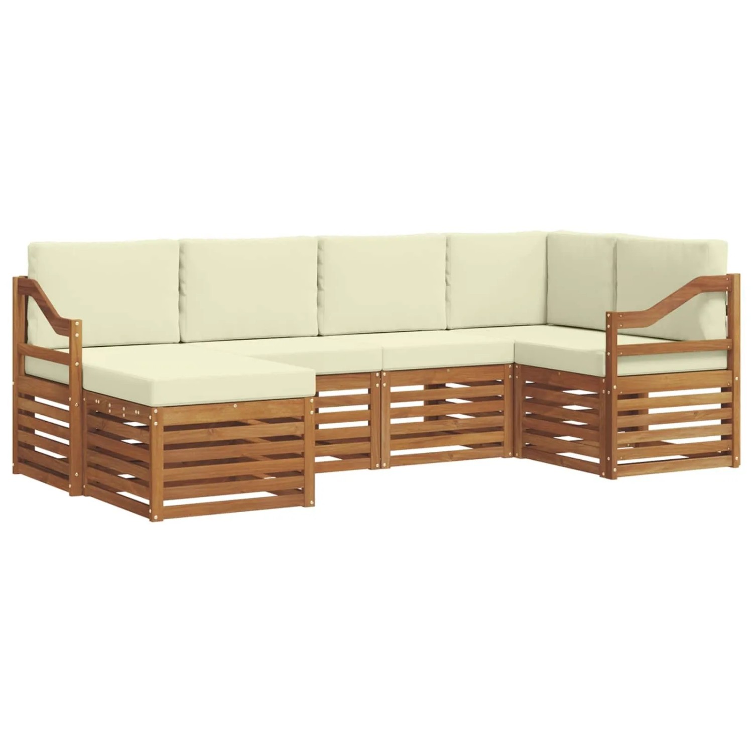 vidaXL Sofagarnituren 6 Tlg Natur und Creme Massivholz Akazie 3375105