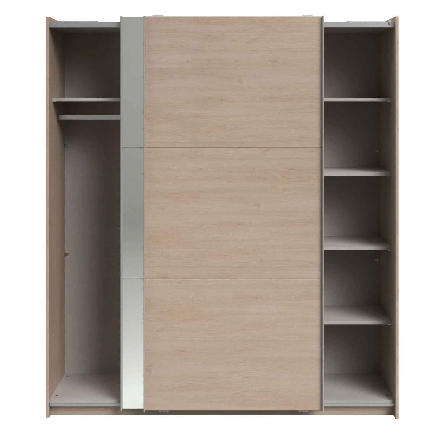 Parisot Kleiderschrank 2-Türig mit Spiegel in Jackson Eiche Schiebetürenschrank 178 x 203 cm Soft-Close Swing_6