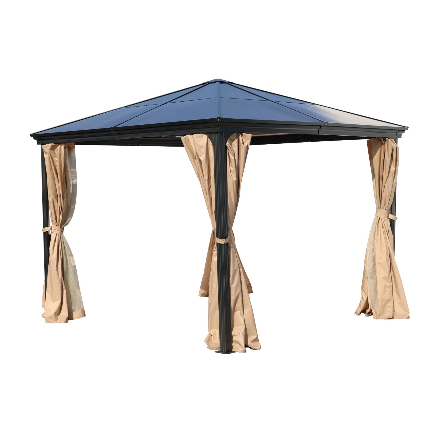 Jet-Line Gartenpavillon Suez aus Alu mit Festem Dach 3 x 3 Meter in Anthraz günstig online kaufen