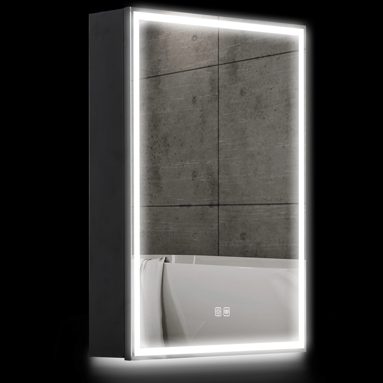 HOMCOM Spiegelschrank Gehärtetes Glas Schwarz 50L x 12,8B x 70H cm günstig online kaufen