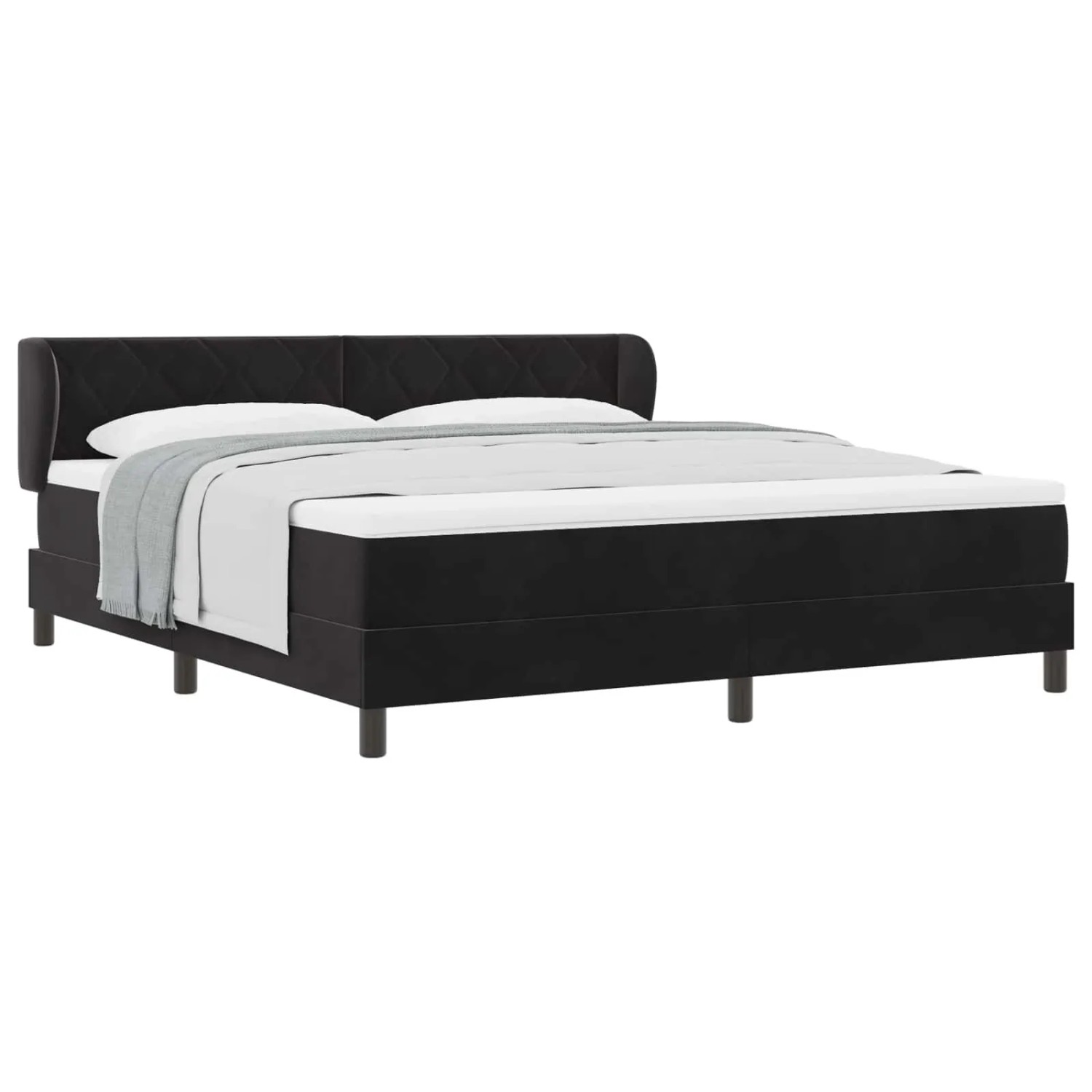 vidaXL Boxspringbett mit Matratze Schwarz 180 x 200 cm Samt 3340456