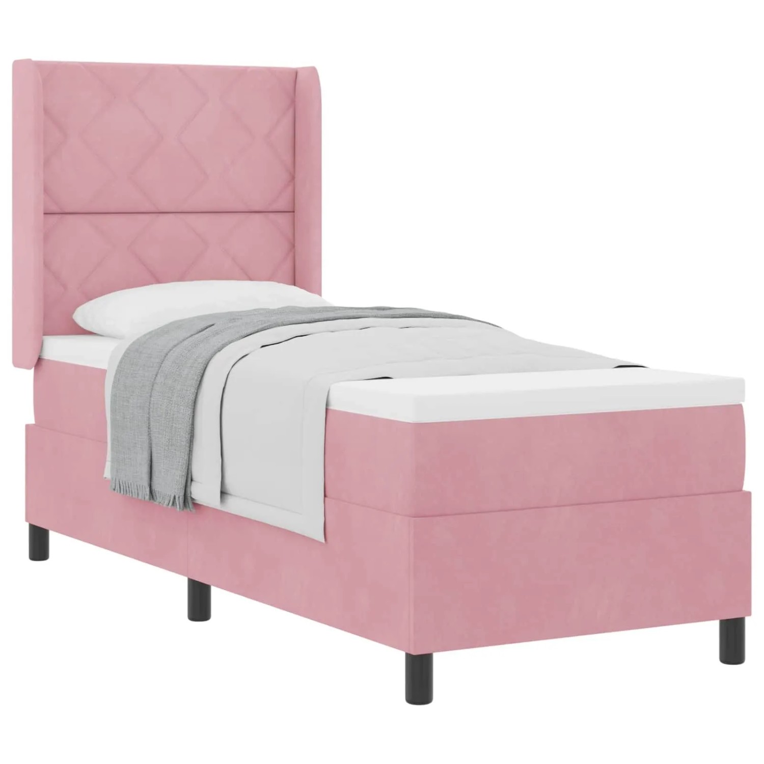 vidaXL Boxspringbett mit Matratze mit Kopfteil Rosa 80 x 200 cm Samt 3342037