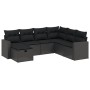 Schwarze 7-tlg. vidaXL Garten-Sofagarnitur aus Poly Rattan mit Kissen. Gartenmöbel für Terrasse und Garten.