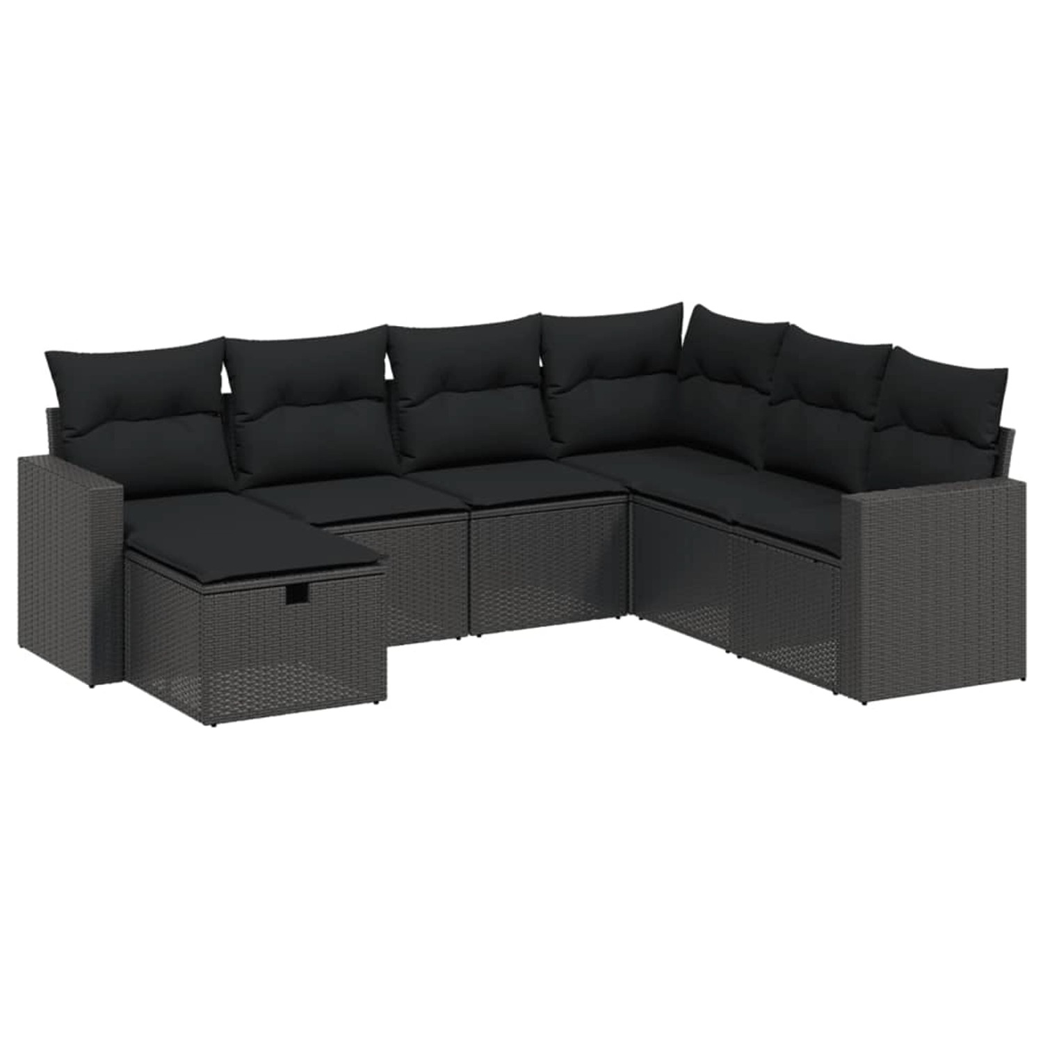 vidaXL 7-tlg Garten-Sofagarnitur mit Kissen Schwarz Poly Rattan Modell 158 günstig online kaufen