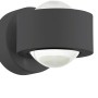 Moderne Eglo LED Wandleuchte Ono 2-flammig in Anthrazit mit klaren Leuchtkugeln.