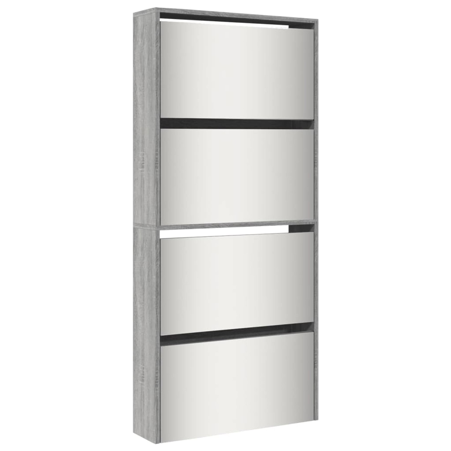 vidaXL Schuhschrank mit Spiegel 4 Fächer Grau Sonoma 63x17x134 cm 3228278 günstig online kaufen