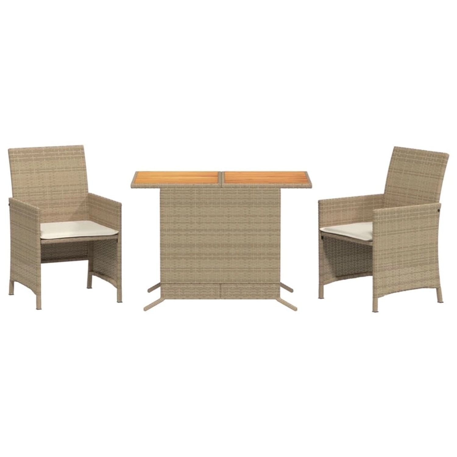 vidaXL 3-Tlg Bistro-Set mit Kissen Beige Poly Rattan 365126