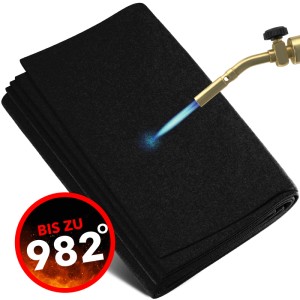 Evocamp feuerfeste Unterlage 70x32cm, hitzebeständig bis 982°C, mit Lötlampen-Symbol.